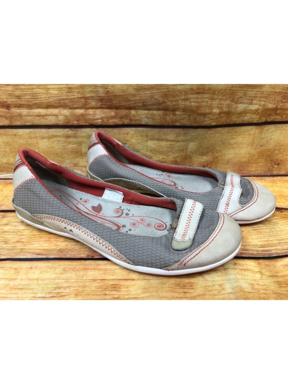 Merrell Womens 7 Allegro Taupe/Coral Ballet Flats Slip On Shoes